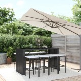 VidaXL Set mobilier bar de grădină cu perne, 9 piese, negru, poliratan