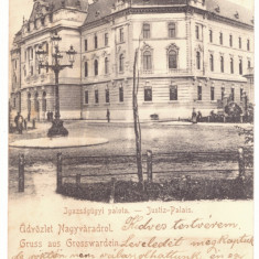 986 - ORADEA, Justice Palace, Litho, Romania - old postcard - used - 1900