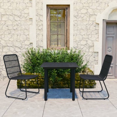 vidaXL Set mobilier de exterior, 3 piese, poliratan și sticlă foto