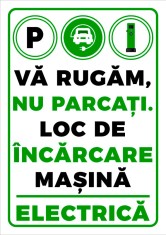 Indicator va rugam nu parcati loc de incarcare masina electrica foto