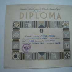 Diploma Consiliul Judetean pentru Educatie Fizica si Sport Bihor, schi, 1972