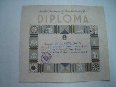 Diploma Consiliul Judetean pentru Educatie Fizica si Sport Bihor, schi, 1972 foto