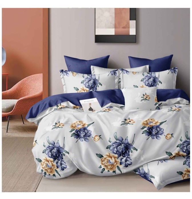Lenjerie pat dublu,bumbac finet,6 piese,cearceaf normal 220x240cm, cearceaf pilota 200x220cm, 2 fete de perna 50x70, 2 fete de perna 70x70-A1172