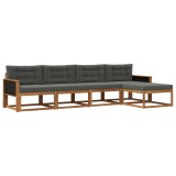 vidaXL Set de canapele de exterior cu pernă 5 pcs Natural și Antracit 3382475