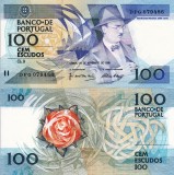Portugalia 100 Escudos 1988 UNC Bancnota Portugheză Neutilizată