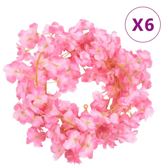 vidaXL Ghirlande de flori de Crăciun, 6 buc., roz &icirc;nchis, 180 cm