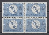 ROMANIA 1965 LP 607 CENTENARUL U. I. T. BLOC DE 4 TIMBRE MNH, Nestampilat