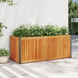 VidaXL Jardinieră de grădină, 110x45x44 cm, lemn masiv acacia/oțel