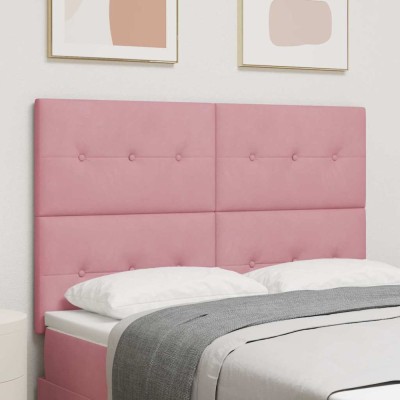 vidaXL Tăblie cap Pe perete cu headboard Manual Roz 160 cm Catifea foto