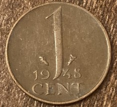 C50 - Moneda foarte veche - Olanda - 1cent - 1948