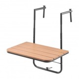 Masa suspendata, pliabila, pentru balcon, Otel Inoxidabil/MDF, max 25 kg, 595 x 620 x 800 mm, Maro/Negru