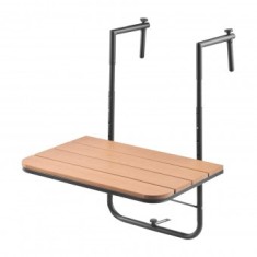 Masa suspendata, pliabila, pentru balcon, Otel Inoxidabil/MDF, max 25 kg, 595 x 620 x 800 mm, Maro/Negru