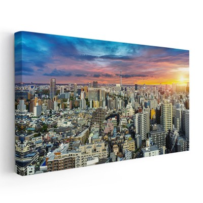 Tablou vedere panoramica Tokyo la apus Tablou canvas pe panza CU RAMA 60x120 cm foto