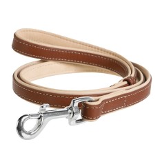 Lesa din piele WAUDOG Soft - 122cm, 25mm - maro - bej foto