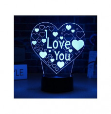 Lampa LED 3D cu mesaj &amp;amp;#8220;I love you&amp;amp;#8221;, multicolor foto