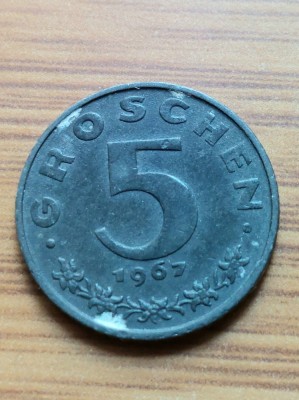 Moneda Austria 5 Groschen 1967 foto
