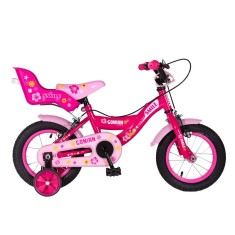 Bicicleta fete cu roti ajutatoare Gonian, 12 inch, 2-5 ani, Roz/Alb foto
