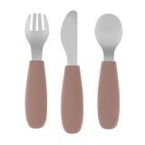 Petite&amp;Mars Take&amp;Match Stainless Steel Cutlery Set tac&acirc;muri pentru copii Velvet Latte 12m+ 3 buc