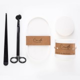 Cumpara ieftin Set lumanare parfumata Mar si scortisoara, suport lumanare, accesoriu elegant pentru stins lumanarea si foarfeca de taiat fitil lumanare