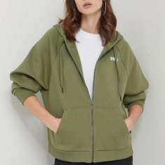 Vans bluza femei, culoarea verde, cu glugă, cu imprimeu