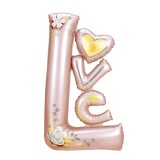 Balon din folie metalizata, flippy, figurine, model love, tematica iubire, 110x64 cm, ambalaj individual, pai inclus, umflare cu aer sau heliu, roz de
