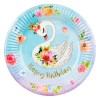 Farfurii Carton, Lebădă, Set 6 Bucăți, Multicolor, 23cm, &Ccedil;&times;Happy Birthday&Ccedil;Ł, Oem
