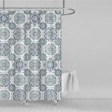 Perdea Duș Poliester, Model Vintage Cercuri, Multicolor, 180x180cm, 12 Inele Incluse, Oem