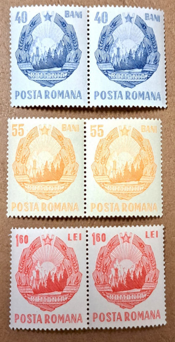 TIMBRE ROMANIA MNH LP663/1967 -Stema R.S.R. (uzuale) -Serie &icirc;n pereche