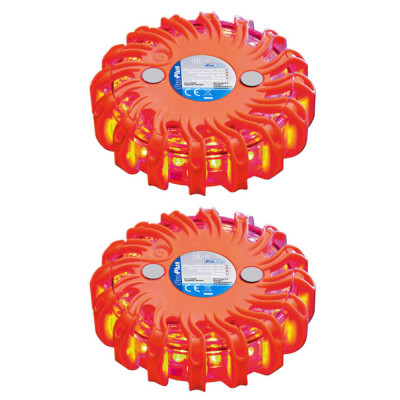 ProPlus Discuri de avertizare cu 16 LED-uri, 2 buc., portocaliu foto