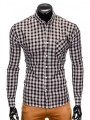 Camasa pentru barbati, neagra, cu model, slim fit, casual, buzunar piept, cu guler - k394, L, S, XXL, Maneca lunga