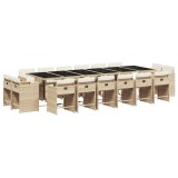 Cumpara ieftin Set mobilier de gradina cu perne, 17 piese, bej, poliratan