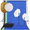 VidaXL Set studio foto cu set de lumini, fundal și reflector 3094666