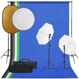 vidaXL Set studio foto cu set de lumini, fundal și reflector 3094666