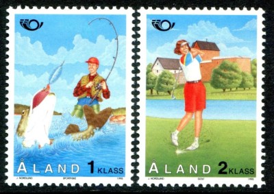 Aland (Finlanda) 1995 - Turism, pescuit, serie neuzata foto