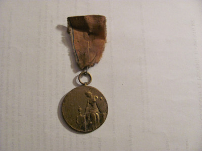 CY Medalie superba f. veche completa / probabil sport / bronz aurit / negravata foto