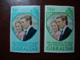 GIBRALTAR 1973 NUNTA PR. ANNE SERIE MH, Nestampilat