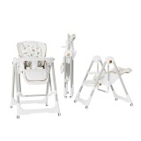 Scaun de Masa 2in1, Cyrax, pentru Copii 6 luni - 4 Ani, Pliabil, cu Roti, Balansoar, Leagan, Reglabil, Tava de Masa Dubla, Centura in 5 Puncte, 96 x 5, Oem
