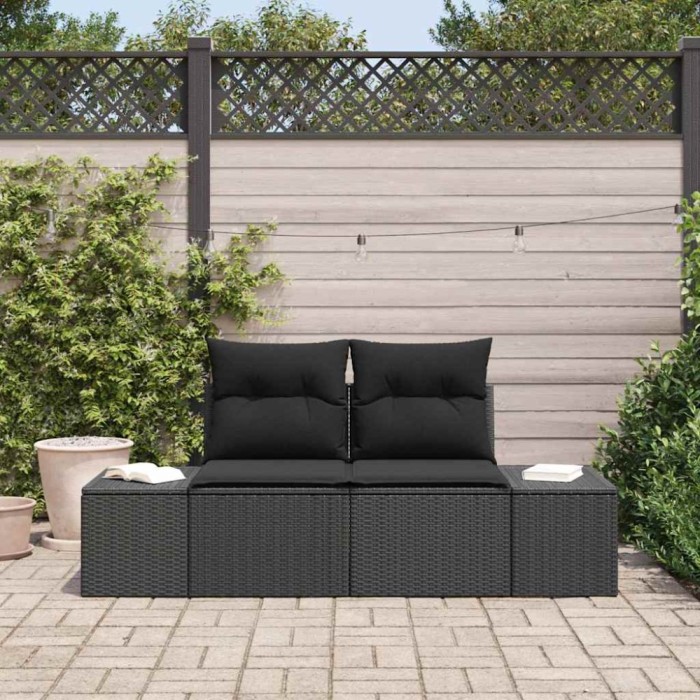 vidaXL Canapea de grădină cu pernă Negru 123 x 62 x 69cm poliratan 42006811