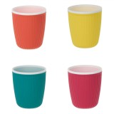 Set Boluri Multicolore cu Dungi din Plastic, 4 buc, 520 ml, CMCLASS