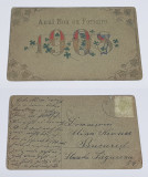 Carte Postala circulata veche anul 1908 - ANUL NOU CU FERICIRE - Superba !!, Sinaia, Printata