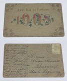 Carte Postala circulata veche anul 1908 - ANUL NOU CU FERICIRE - Superba !!