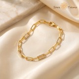 Cumpara ieftin Bratara Verigi Stralucitoare , Bratara dama placata cu 3 straturi de aur 18K Brazilia, cu stanta, 19 cm