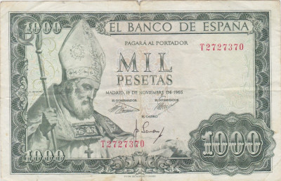 SPANIA 1000 PESETAS 1965 F foto