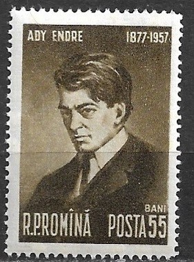 C543 - Romania 1957 - Ady Endre neuzat,perfecta stare foto
