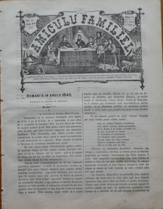 Ziarul Amiculu familiei , an 4 , nr. 30 , Gherla , 1880 , Iacob Negruzzi