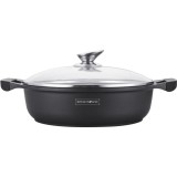 Cratiță marmorată cu capac 4.8L, 30 cm &ndash; Royalty Line RL-BR30ML, antiaderentă, pentru toate plitele