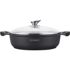 Cratiță marmorată cu capac 4.8L, 30 cm &amp;ndash; Royalty Line RL-BR30ML, antiaderentă, pentru toate plitele foto