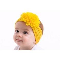 Bentita galben mustar lata cu floare aplicata