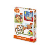 Cumpara ieftin Puzzle 3 in 1, Animalele si puii lor - DINO TOYS