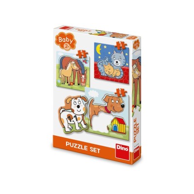 Puzzle 3 in 1, Animalele si puii lor &amp;ndash; DINO TOYS foto